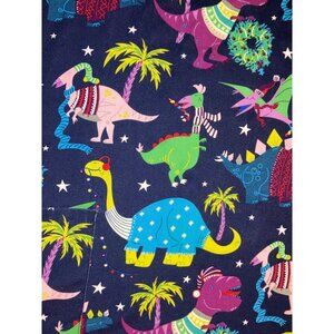 Colorful Dinosaur-Themed Scrub Top With Christmas Print Lg